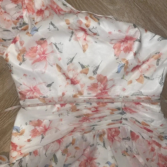 Size 8 Mac Duggal Floral Print Ruffle Tiered One Shoulder Gown Spring Dress - Picture 6 of 11